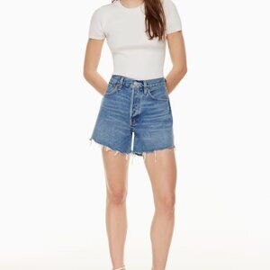 Agolde's Parker Long Jean Shorts in Skywave